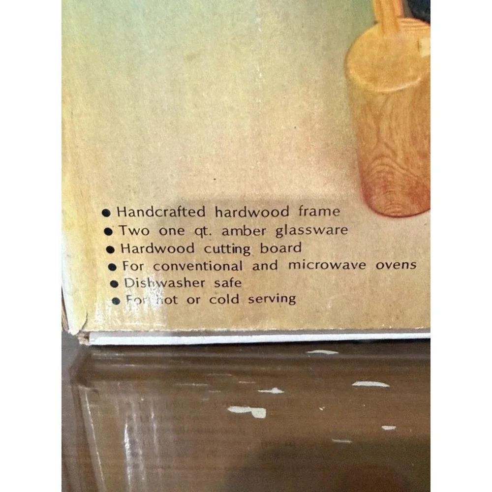 Twin Hostess Server Wood Frame Glassware Casserole